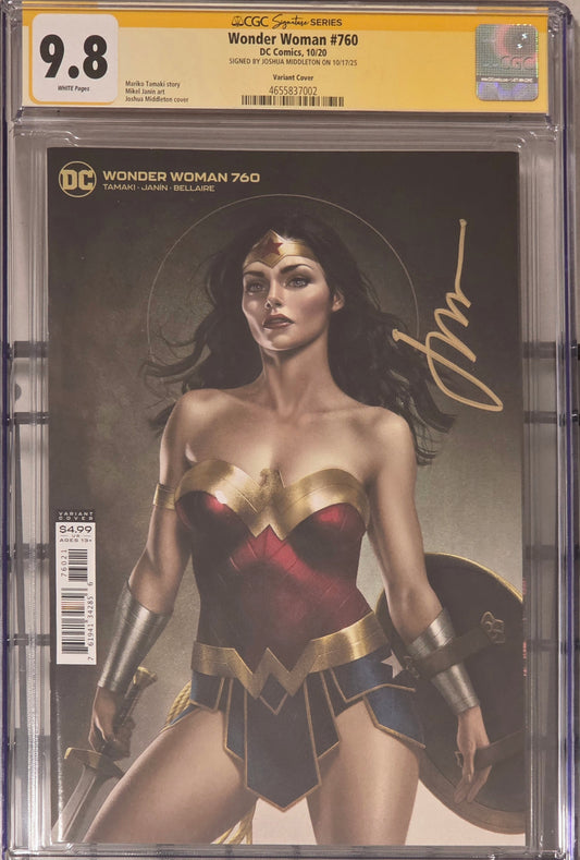 Wonder Woman #760 CGC 9.8 signature series signed by Josh Middleton